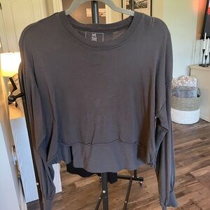 We The Free Gray Cropped Hoodie Relaxed Fit